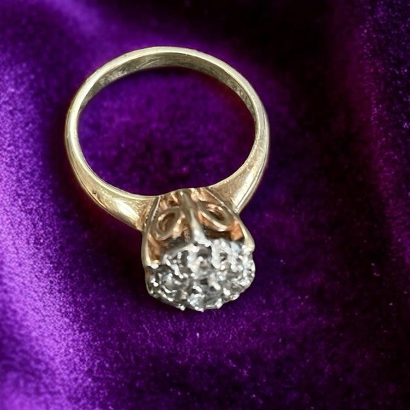 Jewelry - Antique 10k Gold Topaz Cluster Ring Size 4.5